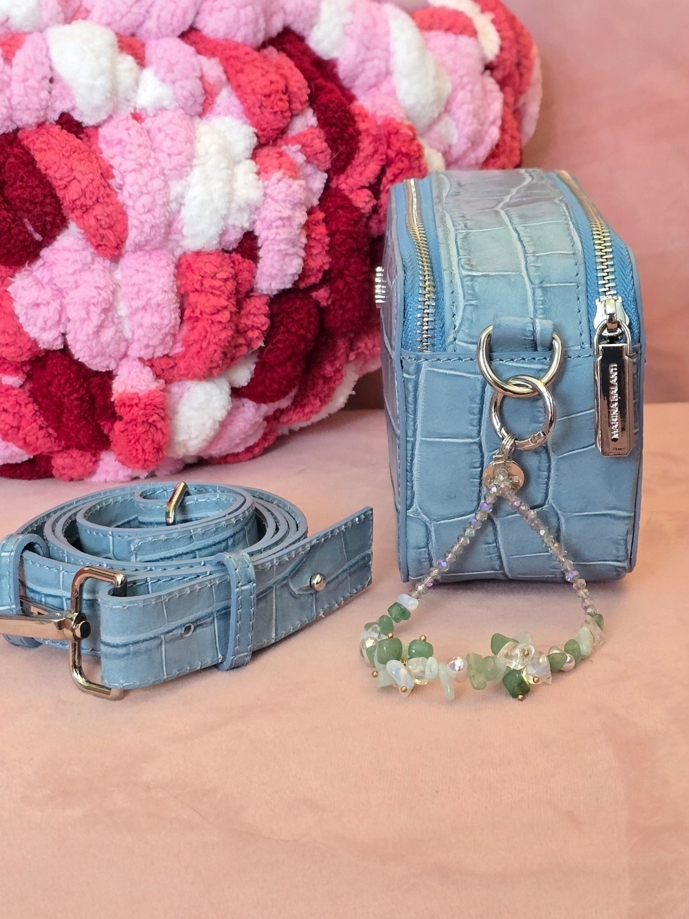 Marina Galanti Blue Croc Embossed Crossbody Bag - Picture 2 of 7